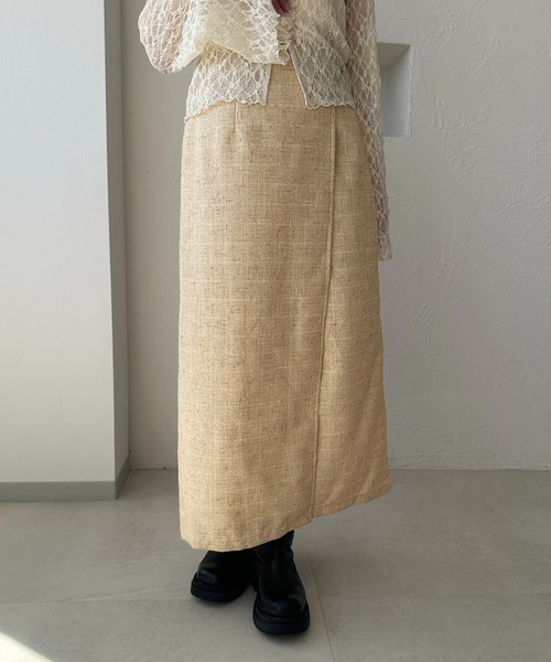 apres jour clair（アプレジュールクレア）の「【apres jour clair】ツイードナロースカート【Set up可能】（スカート・レディース・ベージュ/ブラウン系その他・X-LARGE/フリー）」の11枚目の写真