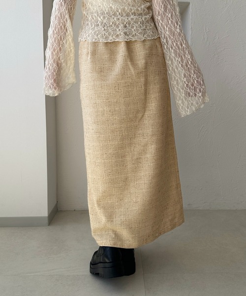 apres jour clair（アプレジュールクレア）の「【apres jour clair】ツイードナロースカート【Set up可能】（スカート・レディース・ベージュ/ブラウン系その他・X-LARGE/フリー）」の12枚目の写真