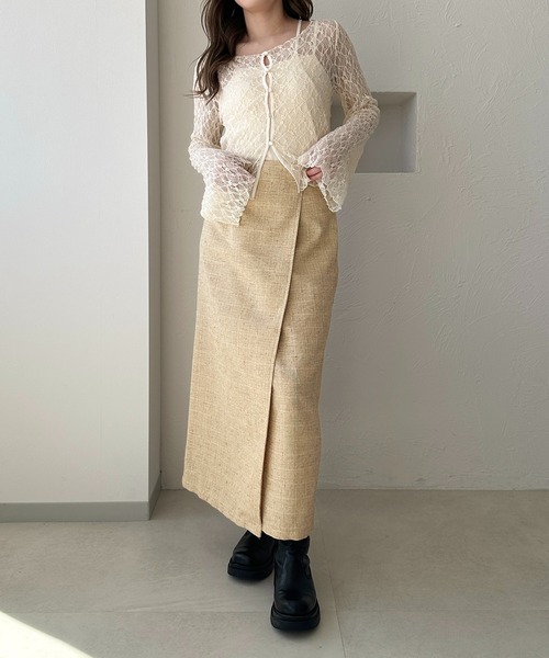 apres jour clair（アプレジュールクレア）の「【apres jour clair】ツイードナロースカート【Set up可能】（スカート・レディース・ベージュ/ブラウン系その他・X-LARGE/フリー）」の13枚目の写真