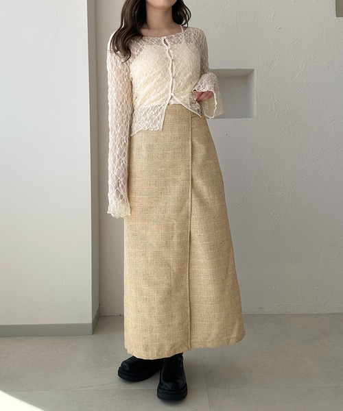 apres jour clair（アプレジュールクレア）の「【apres jour clair】ツイードナロースカート【Set up可能】（スカート・レディース・ベージュ/ブラウン系その他・X-LARGE/フリー）」の14枚目の写真