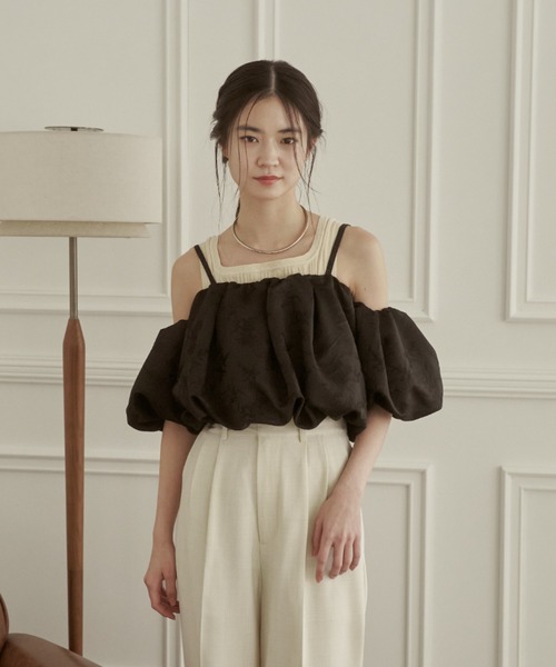 moi tytto(モイテュット)の「バルーン袖キャミブラウス(シャツ/ブラウス・レディース・ピンク/ブラック/ナチュラル・FREE)」の12枚目の写真