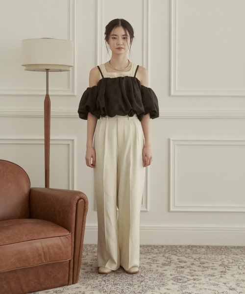 moi tytto(モイテュット)の「バルーン袖キャミブラウス(シャツ/ブラウス・レディース・ピンク/ブラック/ナチュラル・FREE)」の7枚目の写真