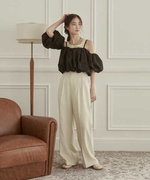 moi tytto(モイテュット)の「バルーン袖キャミブラウス(シャツ/ブラウス・レディース・ピンク/ブラック/ナチュラル・FREE)」の6枚目の写真