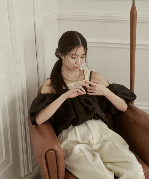 moi tytto(モイテュット)の「バルーン袖キャミブラウス(シャツ/ブラウス・レディース・ピンク/ブラック/ナチュラル・FREE)」の5枚目の写真