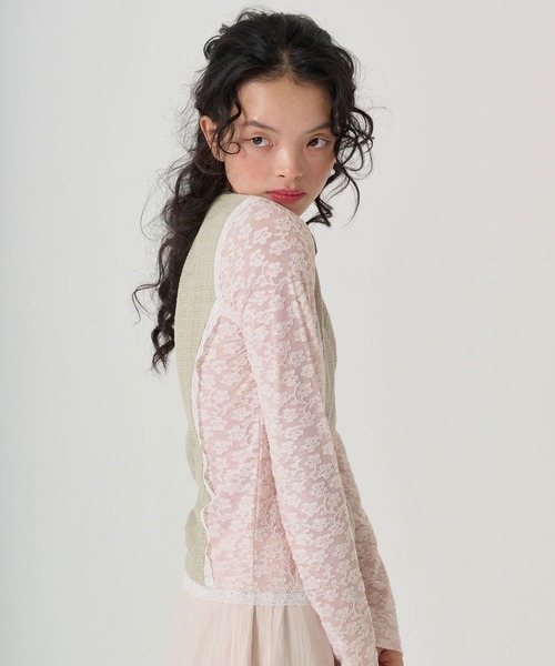 TINA:JOJUN(ティーナジョジュン)の「異素材パネルデザイン ロンT TINA:JOJUN(Tシャツ/カットソー・レディース・カーキ/ベビーピンク・M)」の5枚目の写真