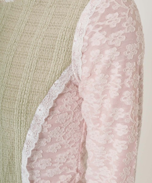 TINA:JOJUN(ティーナジョジュン)の「異素材パネルデザイン ロンT TINA:JOJUN(Tシャツ/カットソー・レディース・カーキ/ベビーピンク・M)」の8枚目の写真