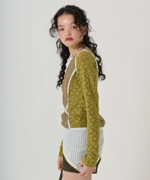 TINA:JOJUN(ティーナジョジュン)の「異素材パネルデザイン ロンT TINA:JOJUN(Tシャツ/カットソー・レディース・カーキ/ベビーピンク・M)」の11枚目の写真