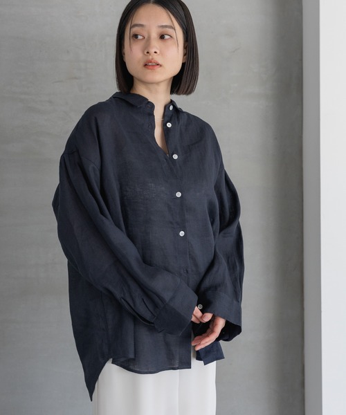 A part by（アパートバイ）の「ルランゼフィールリネンシャツ（シャツ/ブラウス・レディース・ブラウン/ピンク系その他/ライトベージュ/オフホワイト/レッド/ネイビー・FREE）」の4枚目の写真