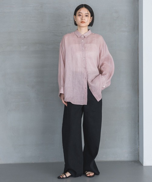 A part by（アパートバイ）の「ルランゼフィールリネンシャツ（シャツ/ブラウス・レディース・ブラウン/ピンク系その他/ライトベージュ/オフホワイト/レッド/ネイビー・FREE）」の7枚目の写真