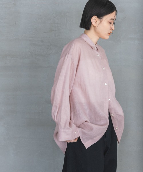 A part by（アパートバイ）の「ルランゼフィールリネンシャツ（シャツ/ブラウス・レディース・ブラウン/ピンク系その他/ライトベージュ/オフホワイト/レッド/ネイビー・FREE）」の8枚目の写真