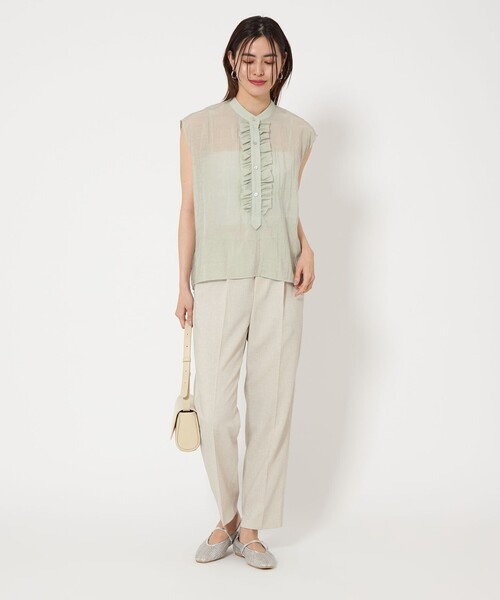 dahl'ia（ダリア）の「【別注】＜dahl'ia＞フリル ブラウス（シャツ/ブラウス・レディース・ダークグレー/ライム・FREE）」の10枚目の写真