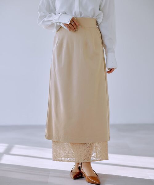 COHINA(コヒナ)の「ピーチスキンセパレートレーススカート 【低身長・小柄女性】(スカート・レディース・ベージュ/ホワイト/ブラック・XS/S)」の3枚目の写真