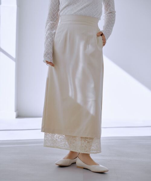 COHINA(コヒナ)の「ピーチスキンセパレートレーススカート 【低身長・小柄女性】(スカート・レディース・ベージュ/ホワイト/ブラック・XS/S)」の1枚目の写真