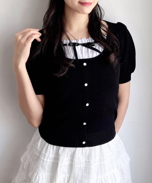 INGNI(イング)の「レイヤード風半袖ニット(ニット/セーター・レディース・ピンク系2/グレー系8/ブラック×ホワイト・M)」の16枚目の写真