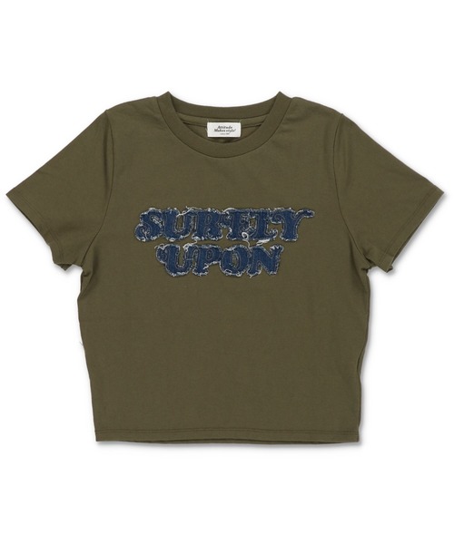 SPINNS（スピンズ）の「半袖ピタTシャツ/デニムワッペン（Tシャツ/カットソー・レディース・カーキ/レッド/オフホワイト/ブラック/ブルー系その他/ホワイト系その他・ONESIZE）」の4枚目の写真