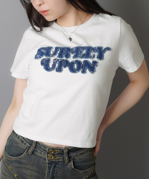 SPINNS（スピンズ）の「半袖ピタTシャツ/デニムワッペン（Tシャツ/カットソー・レディース・カーキ/レッド/オフホワイト/ブラック/ブルー系その他/ホワイト系その他・ONESIZE）」の8枚目の写真