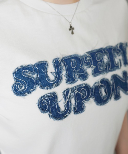 SPINNS（スピンズ）の「半袖ピタTシャツ/デニムワッペン（Tシャツ/カットソー・レディース・カーキ/レッド/オフホワイト/ブラック/ブルー系その他/ホワイト系その他・ONESIZE）」の16枚目の写真