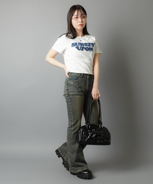 SPINNS（スピンズ）の「半袖ピタTシャツ/デニムワッペン（Tシャツ/カットソー・レディース・カーキ/レッド/オフホワイト/ブラック/ブルー系その他/ホワイト系その他・ONESIZE）」の15枚目の写真