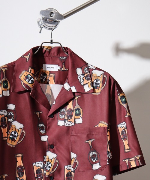 ATELANE（アテレーン）の「ATELANE ルーズシルエット総柄開襟アロハシャツ（シャツ/ブラウス・レディース・ブラック/グレー/ブルー/ワイン/グリーン/ブラック系1/ベージュ/ブラック系/ネイビー/アイボリー/ネイビー系/ベージュ系/ブラウン/アイボリー系・M/L/XL）」の14枚目の写真