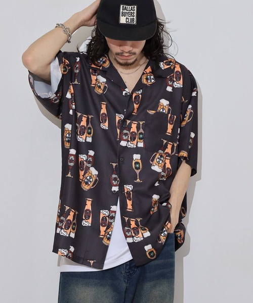 【最高デザイン】Lafayette アロハシャツ　フランス革命　アート　総柄　M 最高デザイン】Lafayette アロハシャツ フランス革命 アート 総柄 M