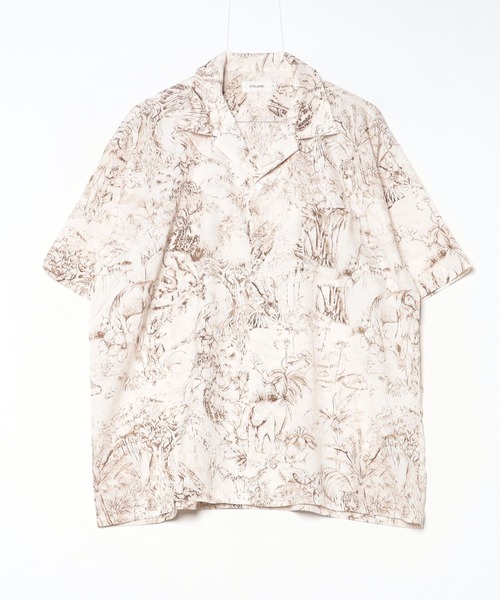 ATELANE（アテレーン）の「ATELANE ルーズシルエット総柄開襟アロハシャツ（シャツ/ブラウス・レディース・ブラック/グレー/ブルー/ワイン/グリーン/ブラック系1/ベージュ/ブラック系/ネイビー/アイボリー/ネイビー系/ベージュ系/ブラウン/アイボリー系・M/L/XL）」の15枚目の写真