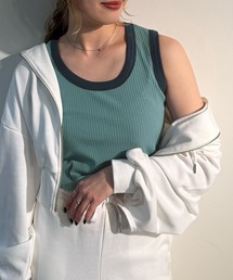 DOUBLE NAME | ランダムリブ配色トリムタンク(キャミソール)