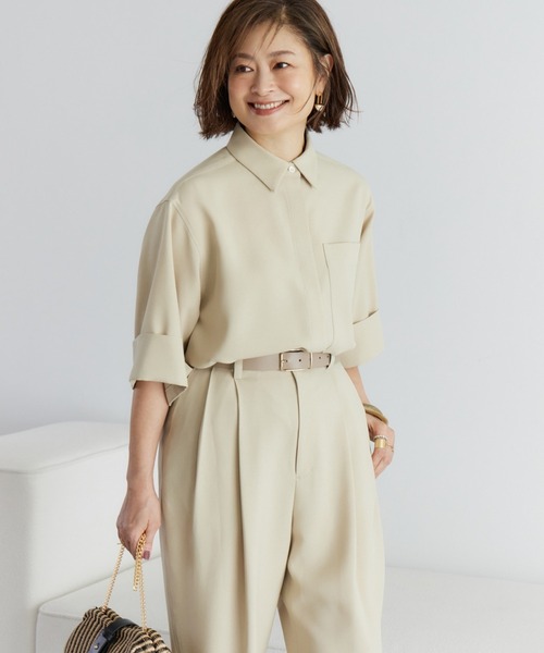 INED（イネド）の「【三尋木奈保コラボ】辛口モードなワイドスリーブシャツ「セットアップ対応」（シャツ/ブラウス・レディース・チャコールグレー/ベージュ・7号/9号）」の18枚目の写真