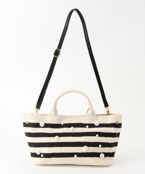 Ray BEAMS(レイビームス)の「Ray BEAMS / パール ボーダー トート(トートバッグ・レディース・ホワイト/インディゴブルー・ONE SIZE)」の17枚目の写真