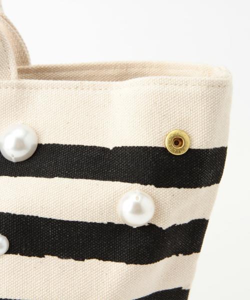Ray BEAMS(レイビームス)の「Ray BEAMS / パール ボーダー トート(トートバッグ・レディース・ホワイト/インディゴブルー・ONE SIZE)」の19枚目の写真