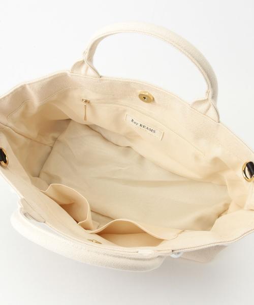 Ray BEAMS(レイビームス)の「Ray BEAMS / パール ボーダー トート(トートバッグ・レディース・ホワイト/インディゴブルー・ONE SIZE)」の9枚目の写真