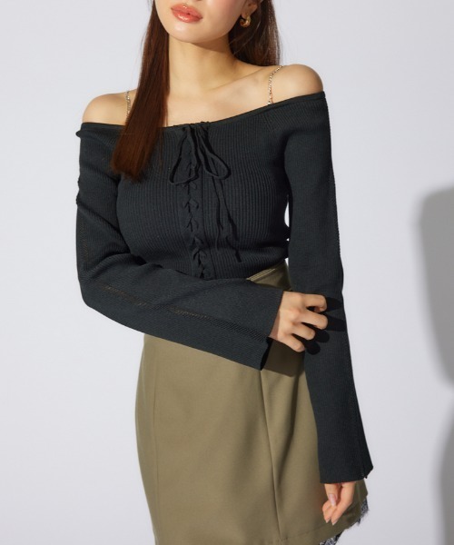 rienda（リエンダ）の「メニーウェイオフショルニットトップス 春服（ニット/セーター・レディース・ブラウン/ホワイト/ライトピンク/ブラック・FREE）」の2枚目の写真