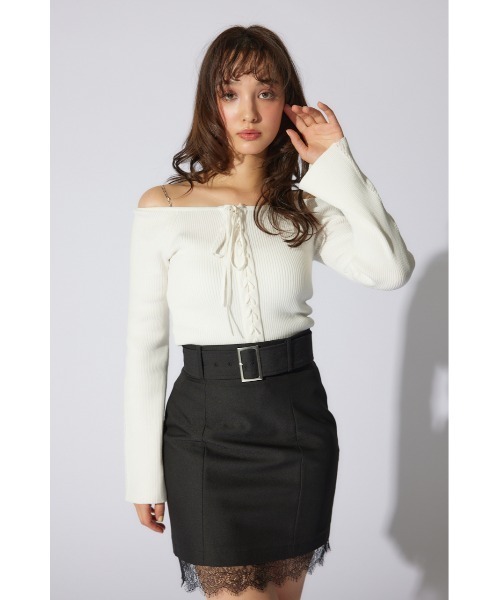 rienda（リエンダ）の「メニーウェイオフショルニットトップス 春服（ニット/セーター・レディース・ブラウン/ホワイト/ライトピンク/ブラック・FREE）」の6枚目の写真