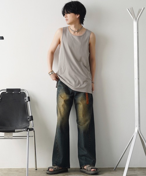 WYM LIDNM（ウィム バイ リドム）の「GOLD COMBINATION BOLD METAL BANGLE（バングル/リストバンド・メンズ・シルバー×ゴールド・FREE）」の7枚目の写真