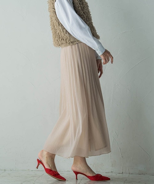 MAYSON GREY（メイソングレイ）の「消しプリーツスカート≪手洗い可能≫（スカート・レディース・ベージュ/グリーン/ホワイト/ブルー・M）」の3枚目の写真