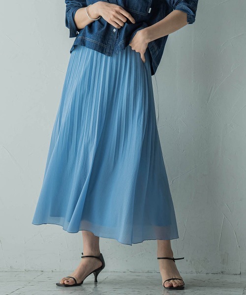 MAYSON GREY（メイソングレイ）の「消しプリーツスカート≪手洗い可能≫（スカート・レディース・ベージュ/グリーン/ホワイト/ブルー・M）」の4枚目の写真