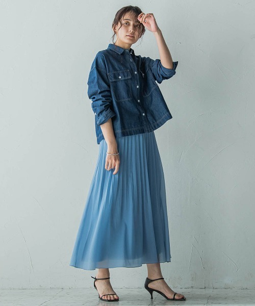 MAYSON GREY（メイソングレイ）の「消しプリーツスカート≪手洗い可能≫（スカート・レディース・ベージュ/グリーン/ホワイト/ブルー・M）」の5枚目の写真