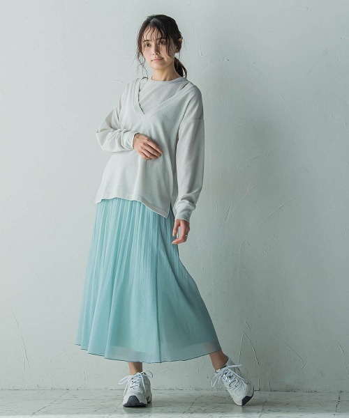 MAYSON GREY（メイソングレイ）の「消しプリーツスカート≪手洗い可能≫（スカート・レディース・ベージュ/グリーン/ホワイト/ブルー・M）」の15枚目の写真