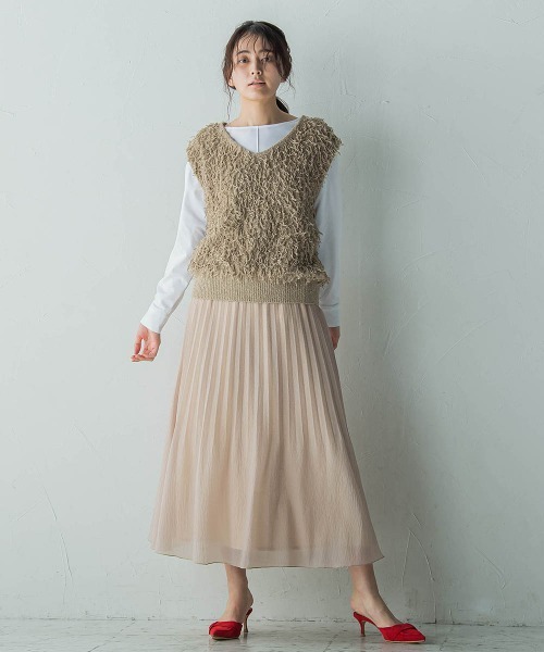 MAYSON GREY（メイソングレイ）の「消しプリーツスカート≪手洗い可能≫（スカート・レディース・ベージュ/グリーン/ホワイト/ブルー・M）」の20枚目の写真