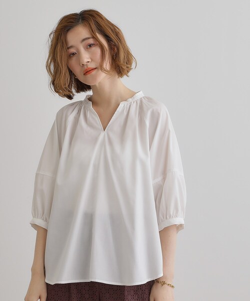 grove(グローブ)の「【夏に嬉しい機能付き】ランタンスリーブシャツブラウス(シャツ/ブラウス・レディース・ベビーピンク/ネイビー/ネイビー系2/ブルー系7/オフホワイト・02/03/01/04/05)」の7枚目の写真