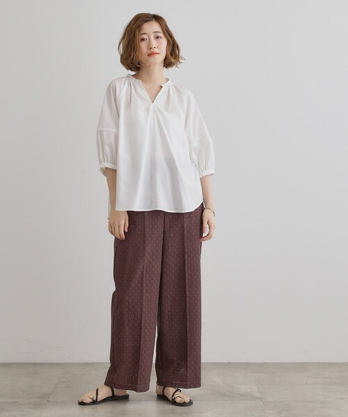 grove(グローブ)の「【夏に嬉しい機能付き】ランタンスリーブシャツブラウス(シャツ/ブラウス・レディース・ベビーピンク/ネイビー/ネイビー系2/ブルー系7/オフホワイト・02/03/01/04/05)」の8枚目の写真
