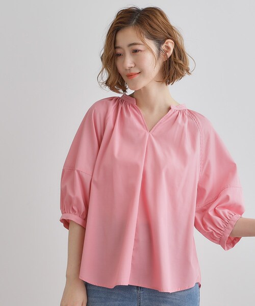 grove(グローブ)の「【夏に嬉しい機能付き】ランタンスリーブシャツブラウス(シャツ/ブラウス・レディース・ベビーピンク/ネイビー/ネイビー系2/ブルー系7/オフホワイト・02/03/01/04/05)」の10枚目の写真