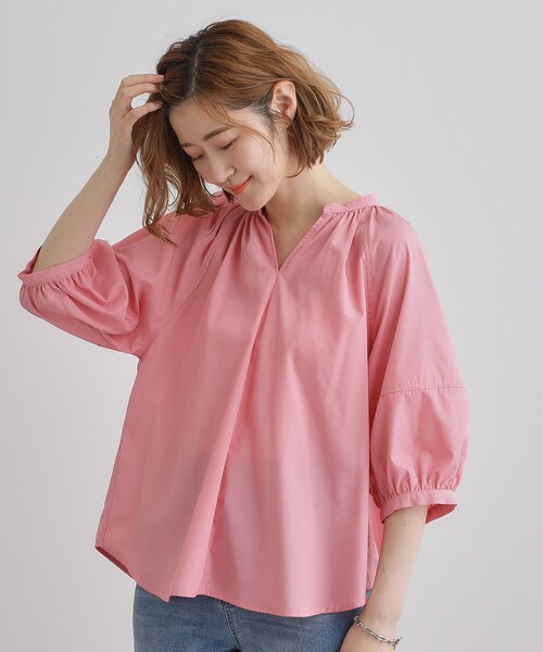 grove(グローブ)の「【夏に嬉しい機能付き】ランタンスリーブシャツブラウス(シャツ/ブラウス・レディース・ベビーピンク/ネイビー/ネイビー系2/ブルー系7/オフホワイト・02/03/01/04/05)」の11枚目の写真