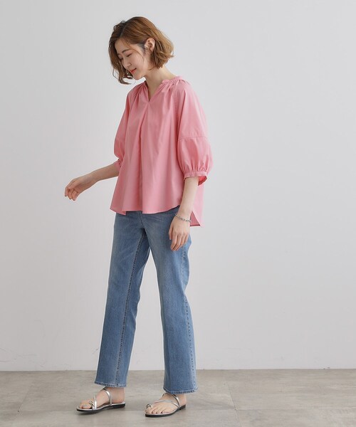 grove(グローブ)の「【夏に嬉しい機能付き】ランタンスリーブシャツブラウス(シャツ/ブラウス・レディース・ベビーピンク/ネイビー/ネイビー系2/ブルー系7/オフホワイト・02/03/01/04/05)」の12枚目の写真