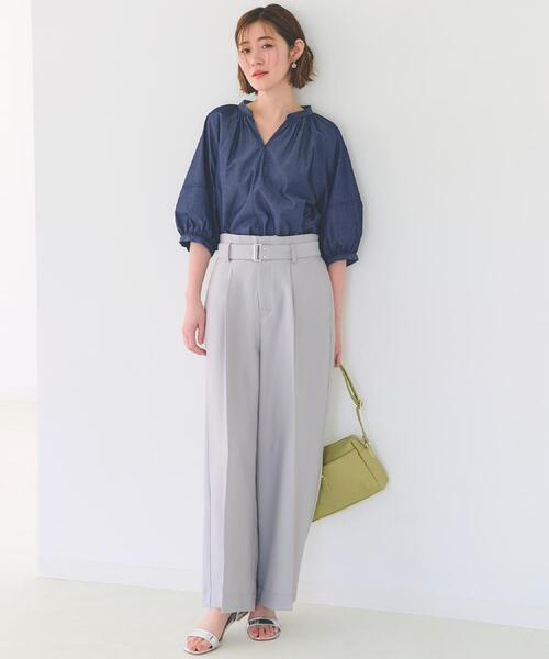 grove(グローブ)の「【夏に嬉しい機能付き】ランタンスリーブシャツブラウス(シャツ/ブラウス・レディース・ベビーピンク/ネイビー/ネイビー系2/ブルー系7/オフホワイト・02/03/01/04/05)」の18枚目の写真