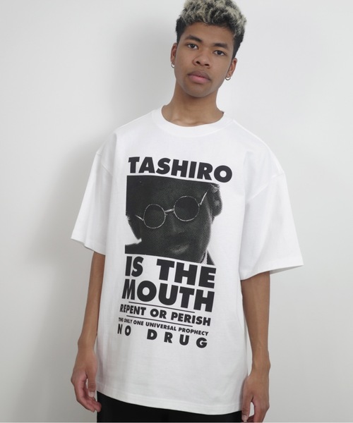 NISHIMOTO IS THE MOUTH（ニシモト イズ ザ マウス）の「S/S TEE | TASHIRO IS THE MOUTH（Tシャツ/カットソー・メンズ・ホワイト/ブラック・MEDIUM/LARGE/X-LARGE）」の4枚目の写真