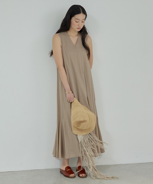 MARIHA 夏の月影のドレス 半袖 ベージュ