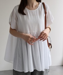 sakishimatokyo（サキシマトーキョー）の「＜sakishimatokyo premium＞ピンタックギャザーペプラムブラウス/インド綿/インドコットン（シャツ/ブラウス）」