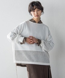 ペーパーヤーンメッシュヘムニットプルオーバー≪手洗い可能≫