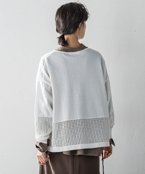 MAYSON GREY(メイソングレイ)の「ペーパーヤーンメッシュヘムニットプルオーバー≪手洗い可能≫(ニット/セーター・レディース・ブラック/グリーン/ホワイト/パープル・M)」の7枚目の写真