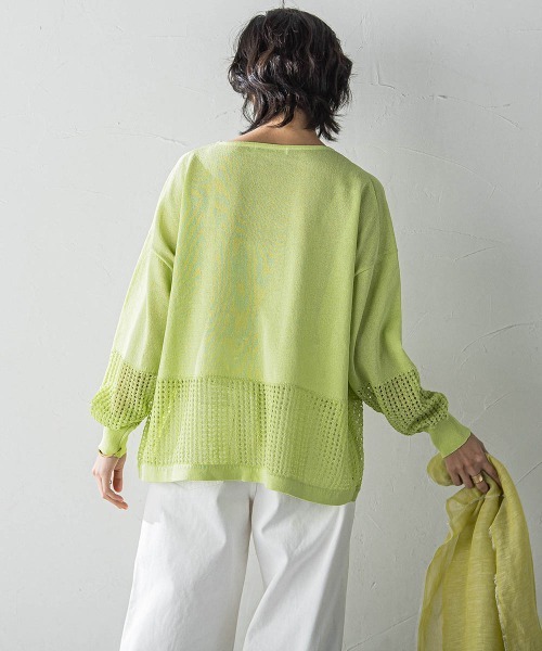 MAYSON GREY(メイソングレイ)の「ペーパーヤーンメッシュヘムニットプルオーバー≪手洗い可能≫(ニット/セーター・レディース・ブラック/グリーン/ホワイト/パープル・M)」の19枚目の写真